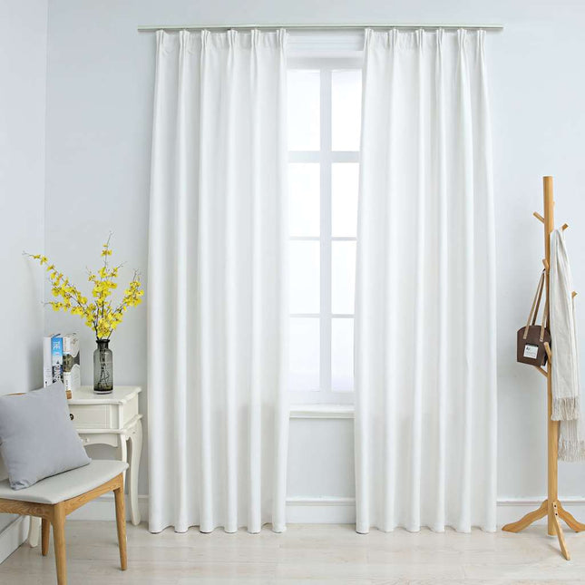 mørklægningsgardiner med kroge 2 stk. 140x245 cm råhvid