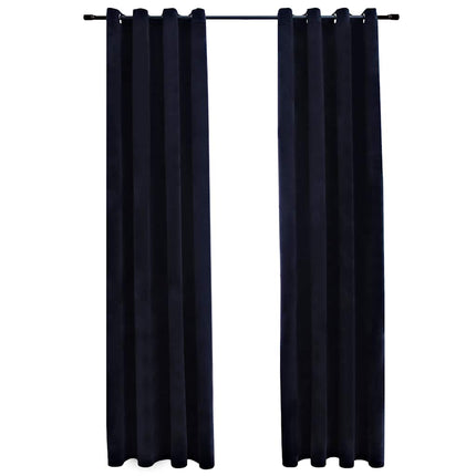 mørklægningsgardiner 2 stk. med ringe 140 x 245 cm fløjl sort