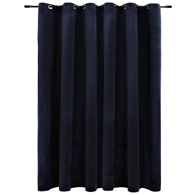 mørklægningsgardin med metalringe 290 x 245 cm fløjl sort