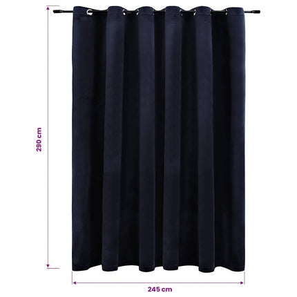 mørklægningsgardin med metalringe 290 x 245 cm fløjl sort