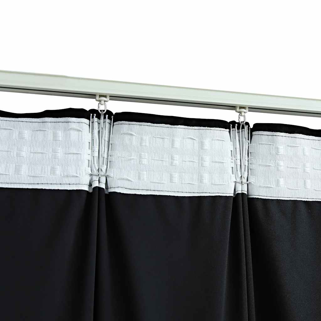 mørklægningsgardiner med kroge 2 stk. 140 x 245 cm fløjl sort