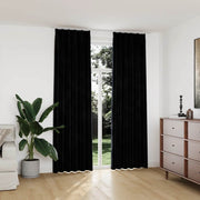 mørklægningsgardiner med kroge 2 stk. 140 x 245 cm fløjl sort