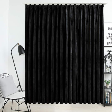 mørklægningsgardin med kroge 290 x 245 cm fløjl sort