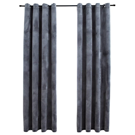 mørklægningsgardiner 2 stk. ringe 140 x 175 cm fløjl antracit
