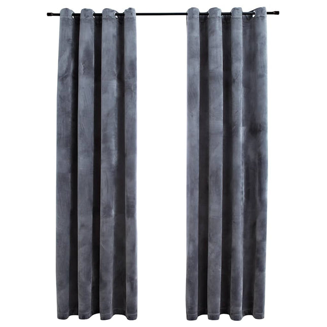 mørklægningsgardiner 2 stk. ringe 140 x 245 cm fløjl antracit