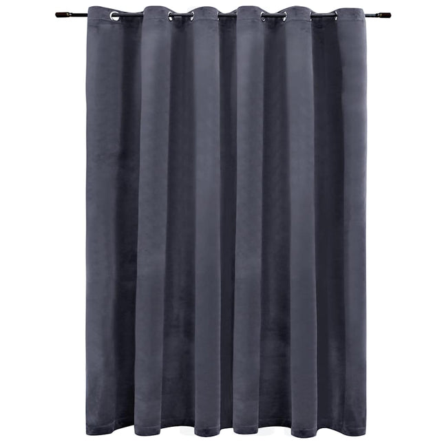 mørklægningsgardin med metalringe 290x245 cm fløjl antracitgrå