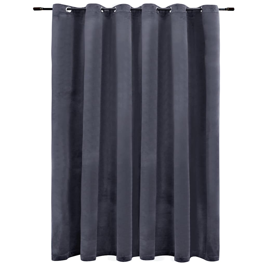 mørklægningsgardin med metalringe 290x245 cm fløjl antracitgrå
