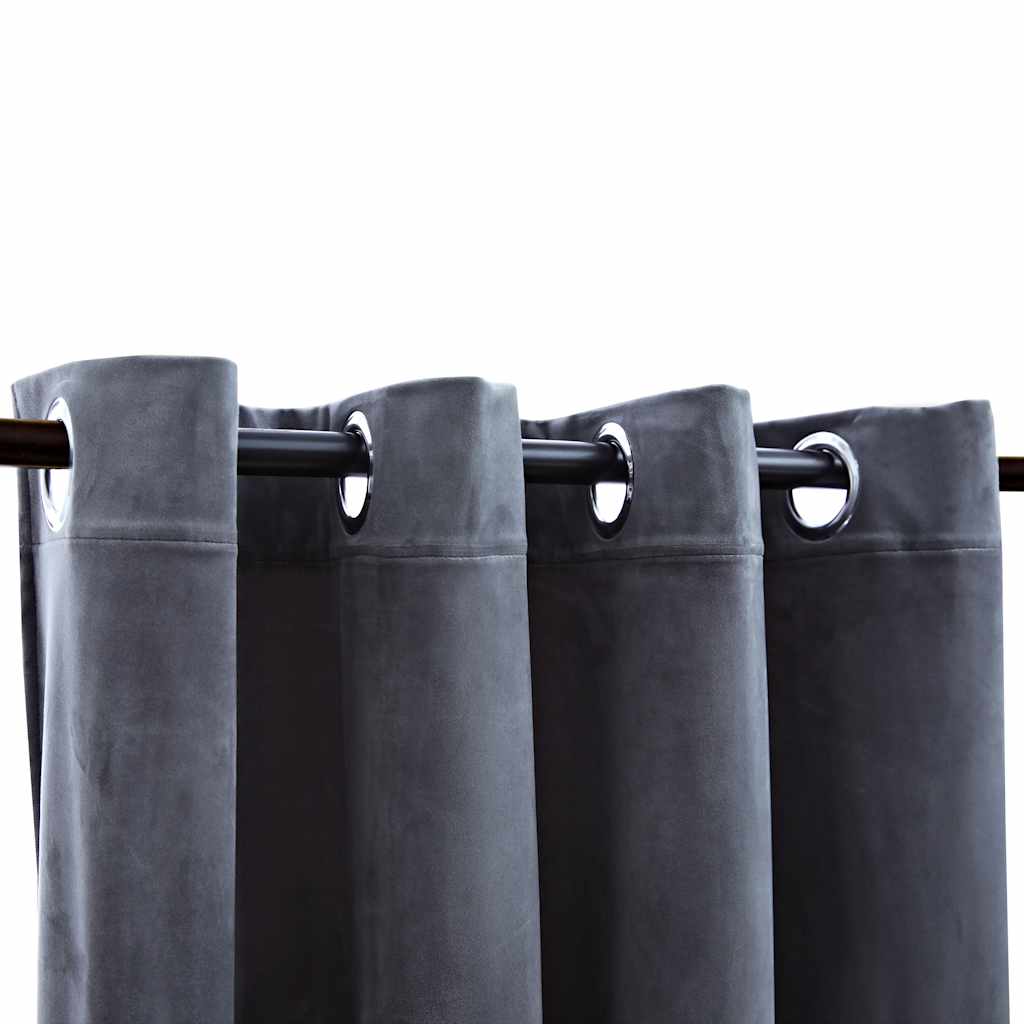 mørklægningsgardin med metalringe 290x245 cm fløjl antracitgrå