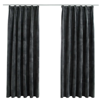 mørklægningsgardiner med kroge 2 stk. 140 x 175 cm antracitgrå
