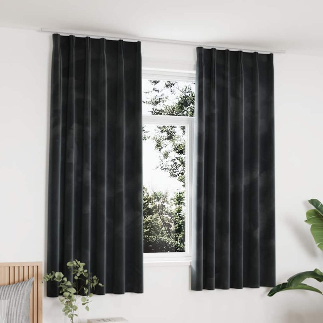 mørklægningsgardiner med kroge 2 stk. 140 x 175 cm antracitgrå