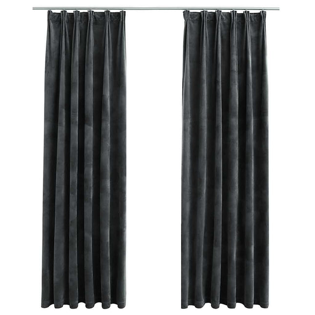 mørklægningsgardiner med kroge 2 stk. 140 x 225 cm antracitgrå