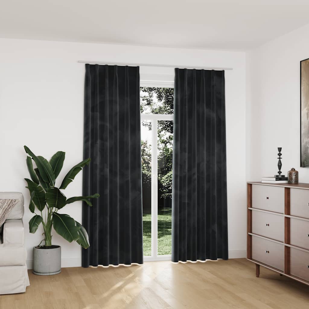 mørklægningsgardiner med kroge 2 stk. 140 x 225 cm antracitgrå