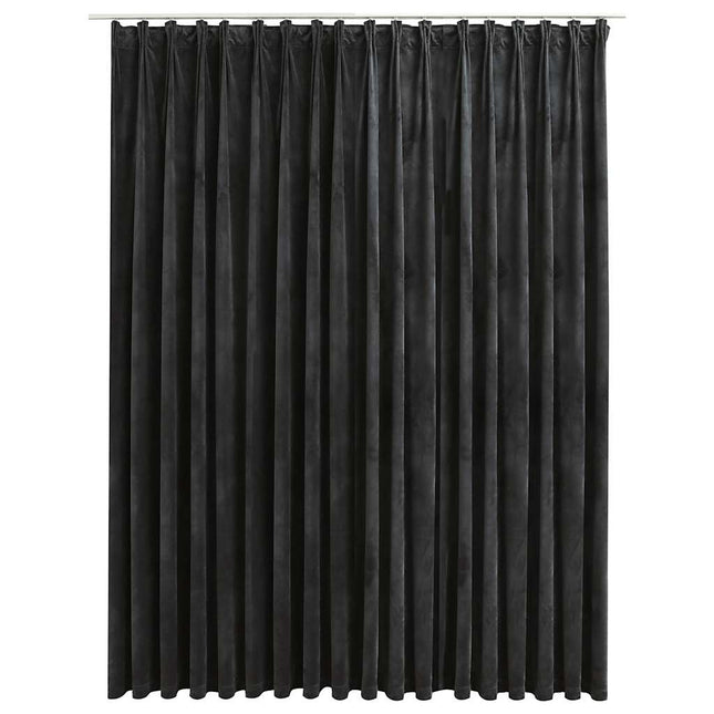 mørklægningsgardin med kroge 290 x 245 cm fløjl antracitgrå