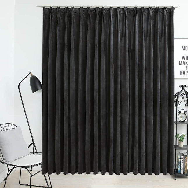 mørklægningsgardin med kroge 290 x 245 cm fløjl antracitgrå