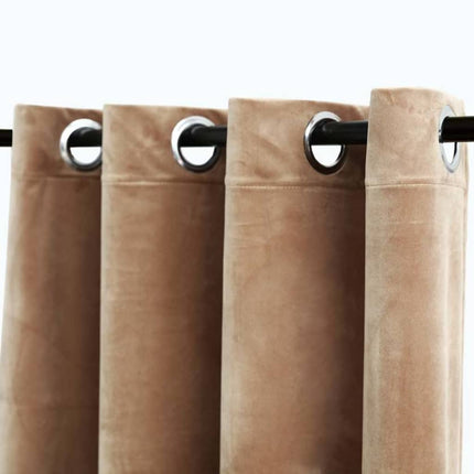 mørklægningsgardiner 2 stk. med ringe 140 x 175 cm fløjl beige