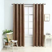 mørklægningsgardiner 2 stk. med ringe 140 x 225 cm fløjl beige