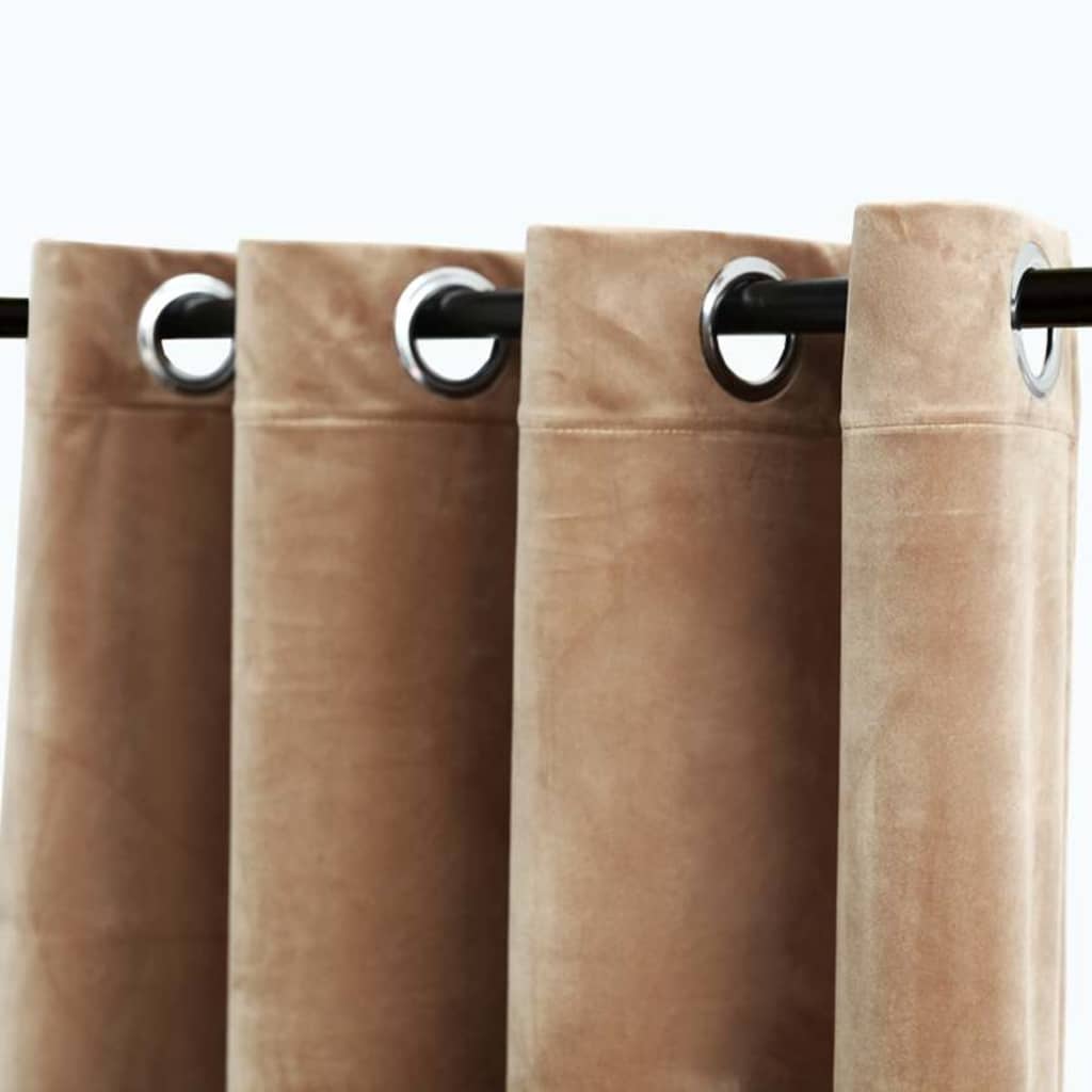 mørklægningsgardiner 2 stk. med ringe 140 x 245 cm fløjl beige