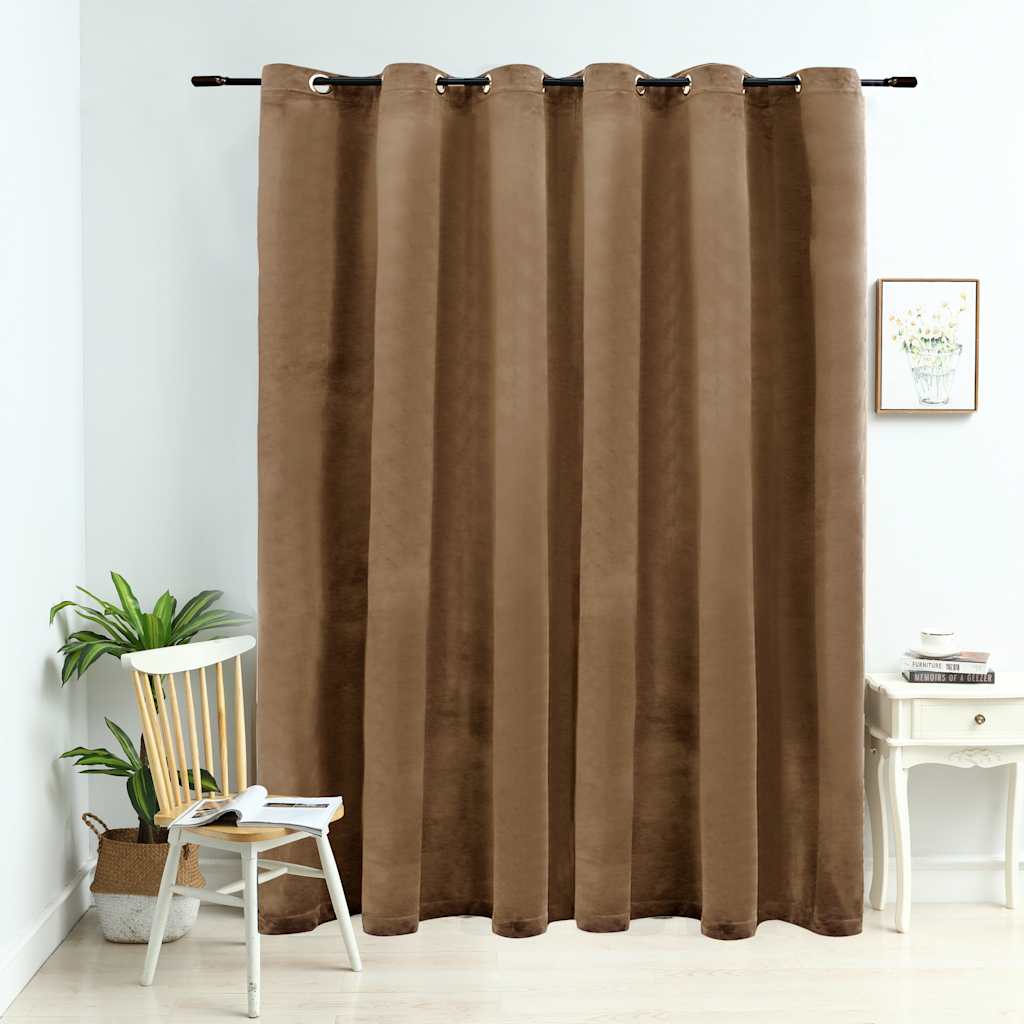 mørklægningsgardin med metalringe 290 x 245 cm fløjl beige