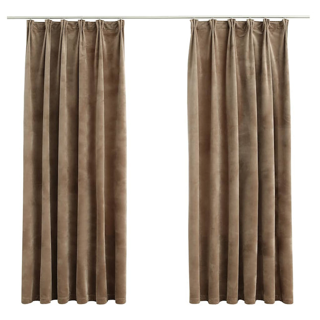 mørklægningsgardiner kroge 2 stk. 140x175 cm fløjl beige