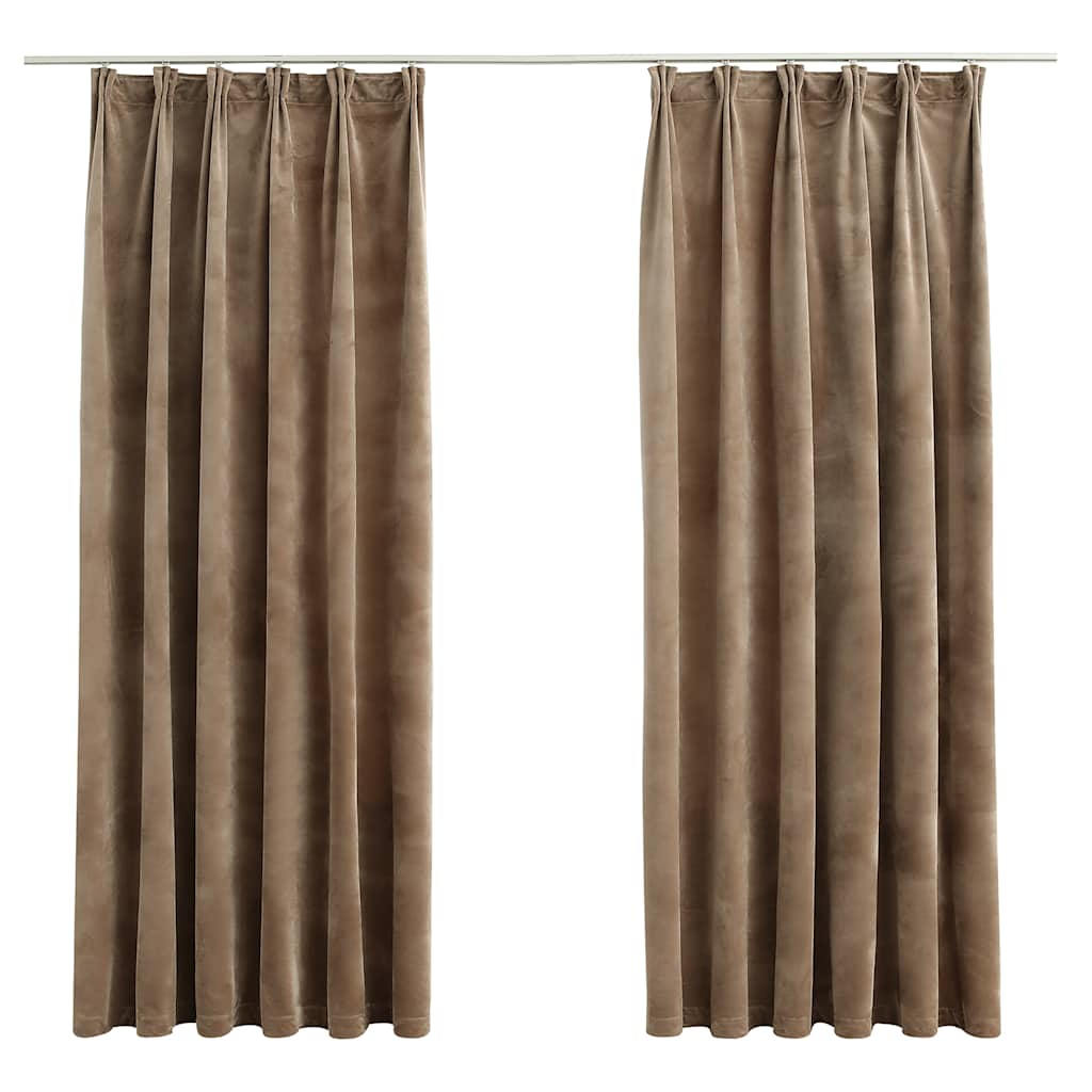 mørklægningsgardiner kroge 2 stk. 140x175 cm fløjl beige