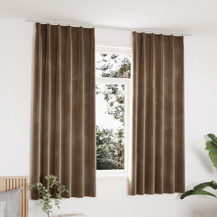mørklægningsgardiner kroge 2 stk. 140x175 cm fløjl beige