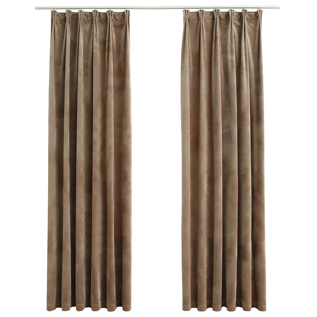 mørklægningsgardiner med kroge 2 stk. 140 x 225 cm fløjl beige