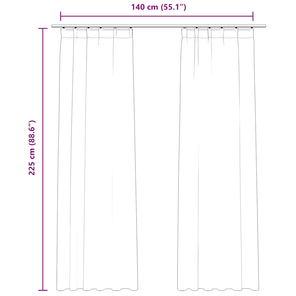 mørklægningsgardiner med kroge 2 stk. 140 x 225 cm fløjl beige