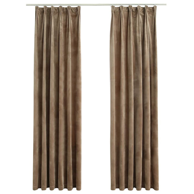mørklægningsgardiner med kroge 2 stk. 140 x 245 cm fløjl beige