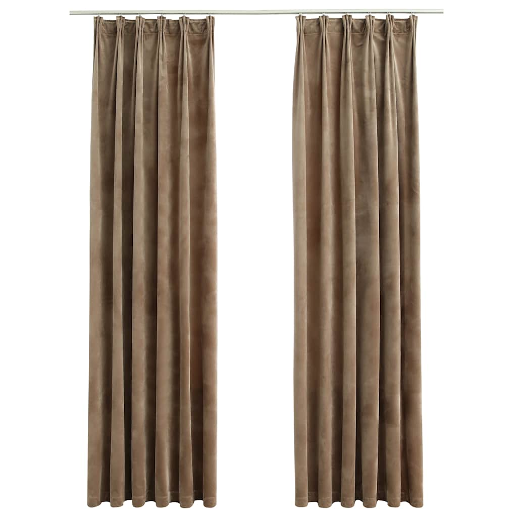 mørklægningsgardiner med kroge 2 stk. 140 x 245 cm fløjl beige