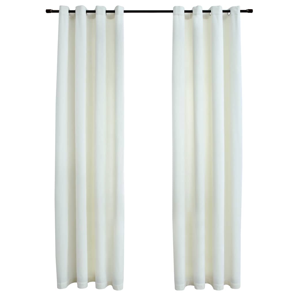 mørklægningsgardiner 2 stk. med ringe 140 x 175 cm fløjl creme
