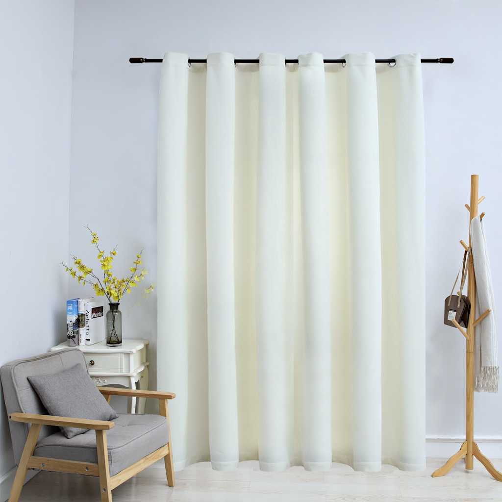 mørklægningsgardin med metalringe 290 x 245 cm cremefarvet
