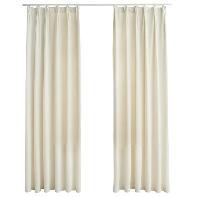 mørklægningsgardiner kroge 2 stk. 140x225 cm fløjl cremefarvet