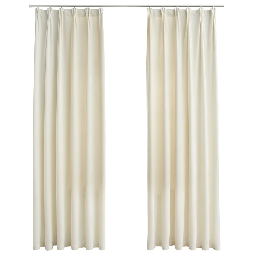 mørklægningsgardiner kroge 2 stk. 140x225 cm fløjl cremefarvet