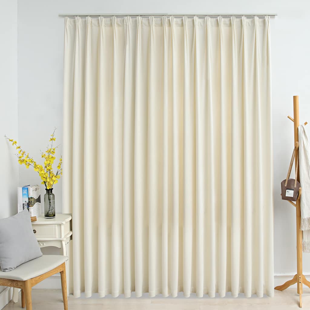 mørklægningsgardin med kroge 290 x 245 cm fløjl cremefarvet