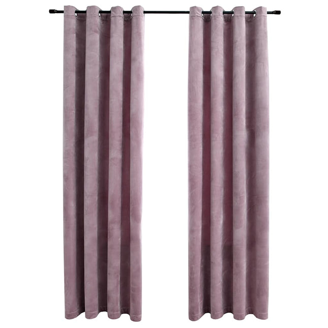 mørklægningsgardiner 2 stk. ringe 140 x 175 cm fløjl antik rosa