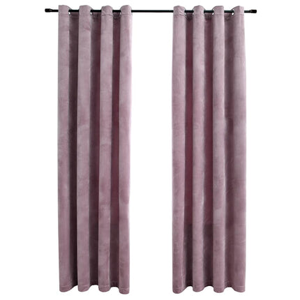 mørklægningsgardiner 2 stk. ringe 140 x 225 cm fløjl antik rosa