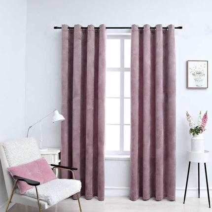 mørklægningsgardiner 2 stk. ringe 140 x 225 cm fløjl antik rosa