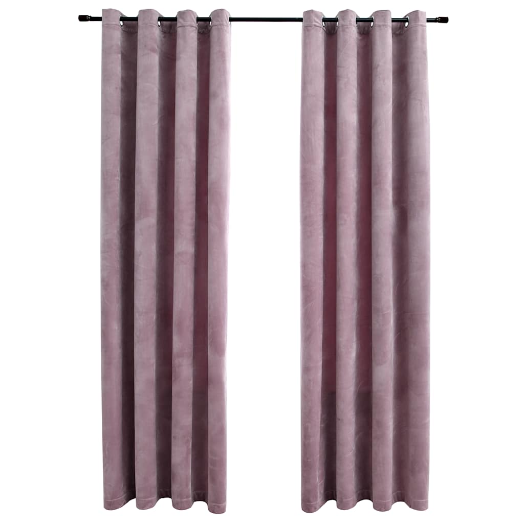 mørklægningsgardiner 2 stk. ringe 140 x 245 cm fløjl antik rosa