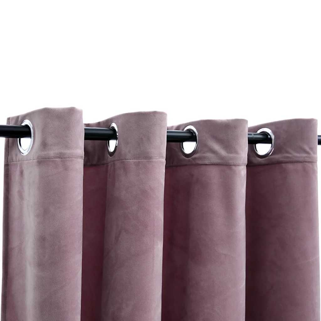mørklægningsgardiner 2 stk. ringe 140 x 245 cm fløjl antik rosa