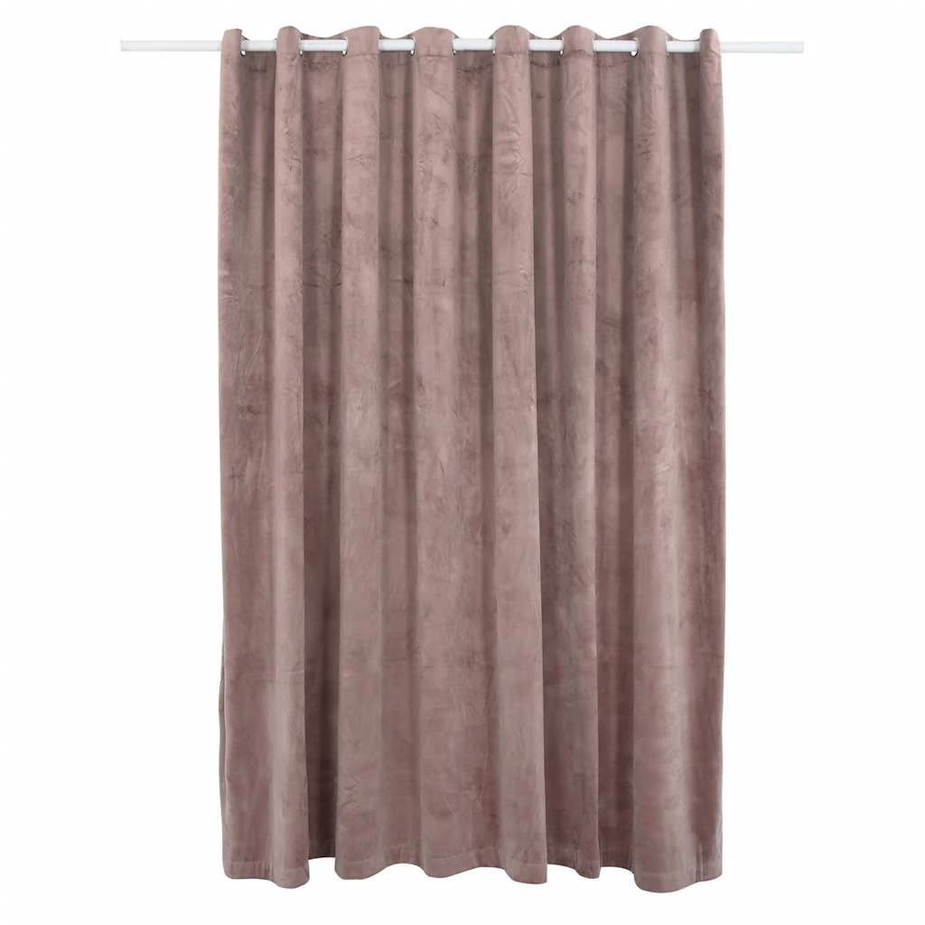 mørklægningsgardin med metalringe 290x245 cm fløjl gammelrosa