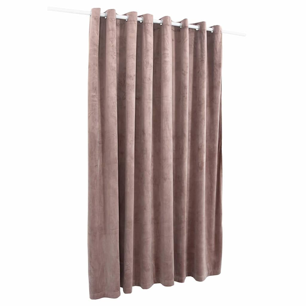 mørklægningsgardin med metalringe 290x245 cm fløjl gammelrosa