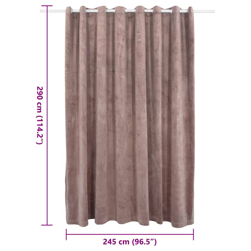 mørklægningsgardin med metalringe 290x245 cm fløjl gammelrosa