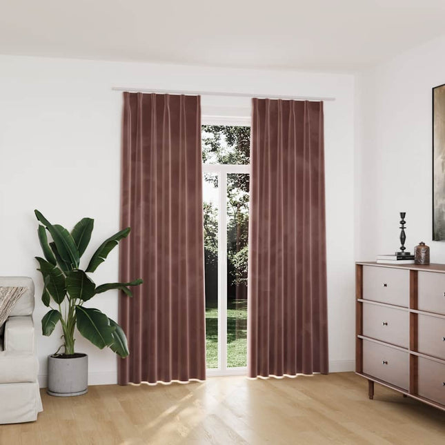 mørklægningsgardiner kroge 2 stk. 140x225 cm fløjl gammelrosa