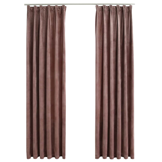 mørklægningsgardiner kroge 2 stk. 140x245 cm fløjl gammelrosa