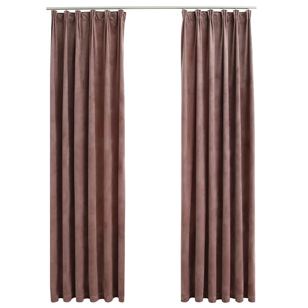 mørklægningsgardiner kroge 2 stk. 140x245 cm fløjl gammelrosa