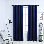 mørklægningsgardiner 2 stk. ringe 140 x 175 cm fløjl mørkeblå