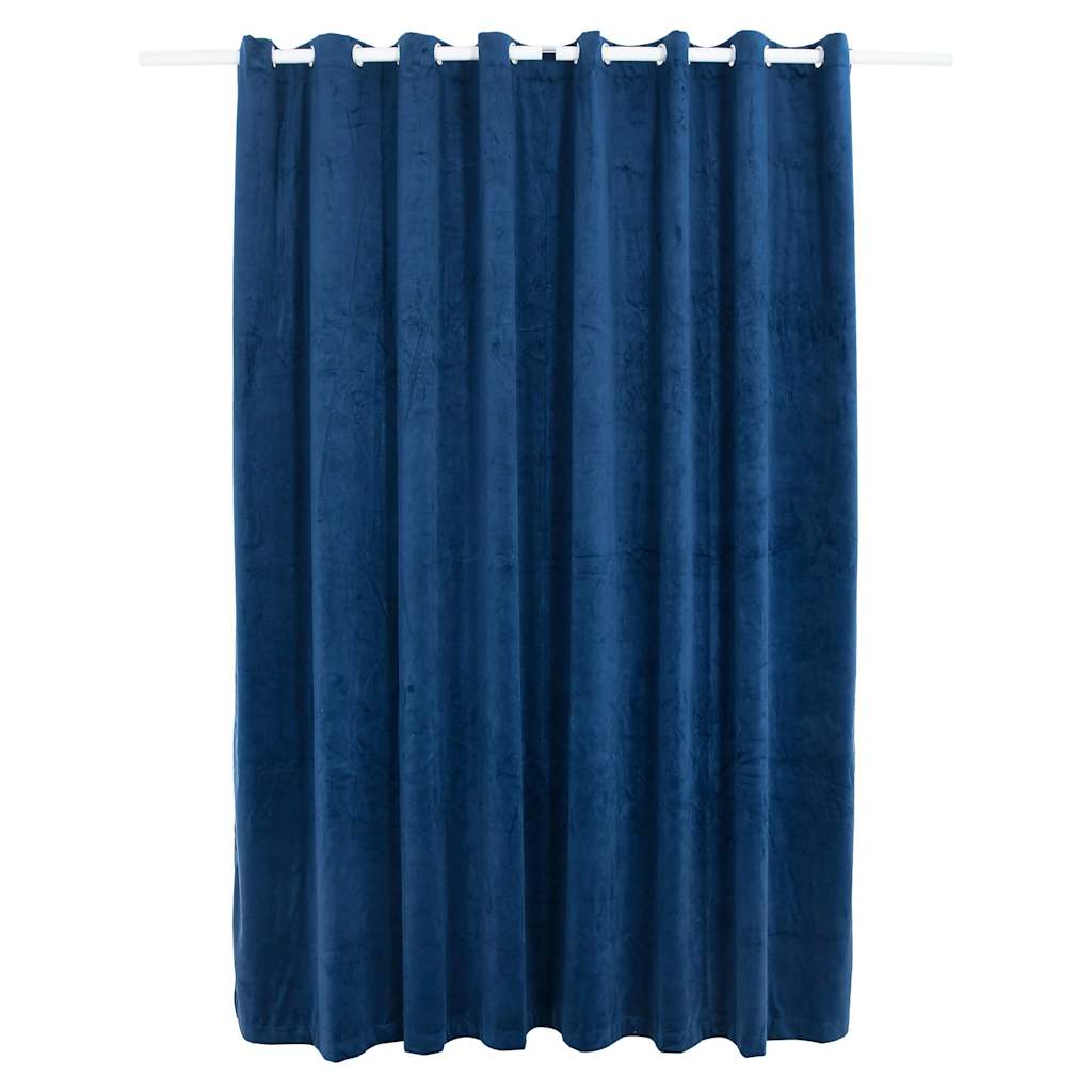 mørklægningsgardin med metalringe 290 x 245 cm mørkeblå