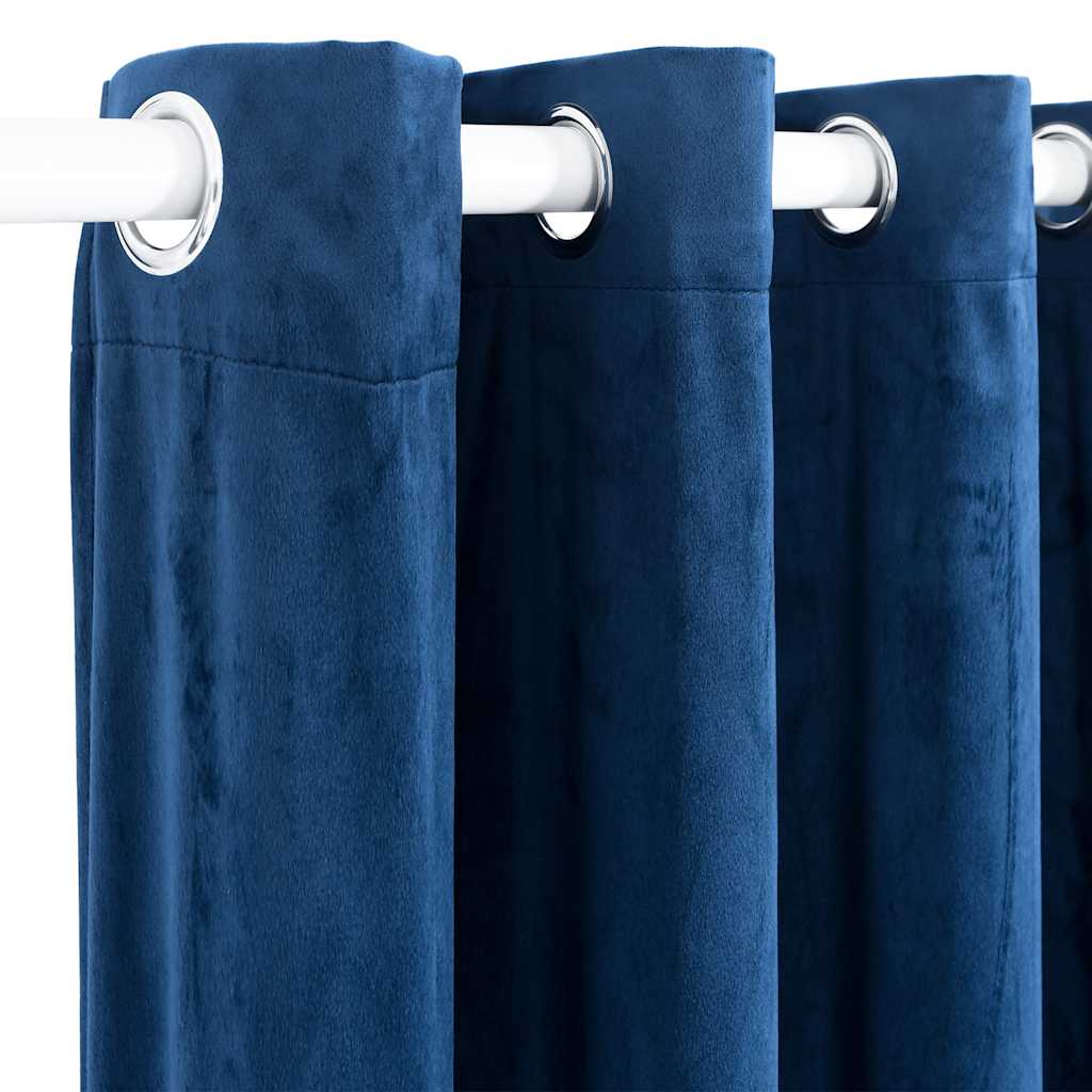 mørklægningsgardin med metalringe 290 x 245 cm mørkeblå