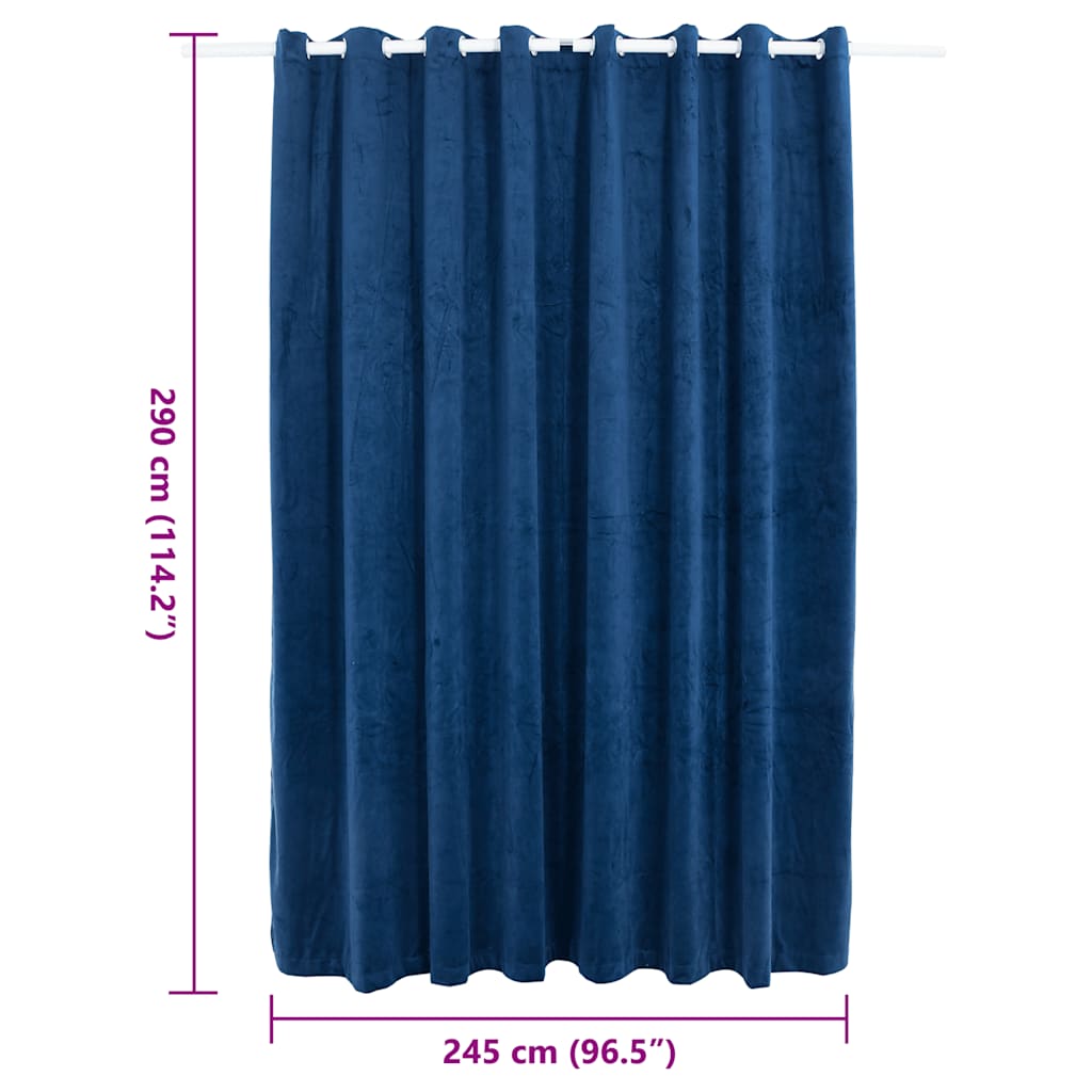 mørklægningsgardin med metalringe 290 x 245 cm mørkeblå