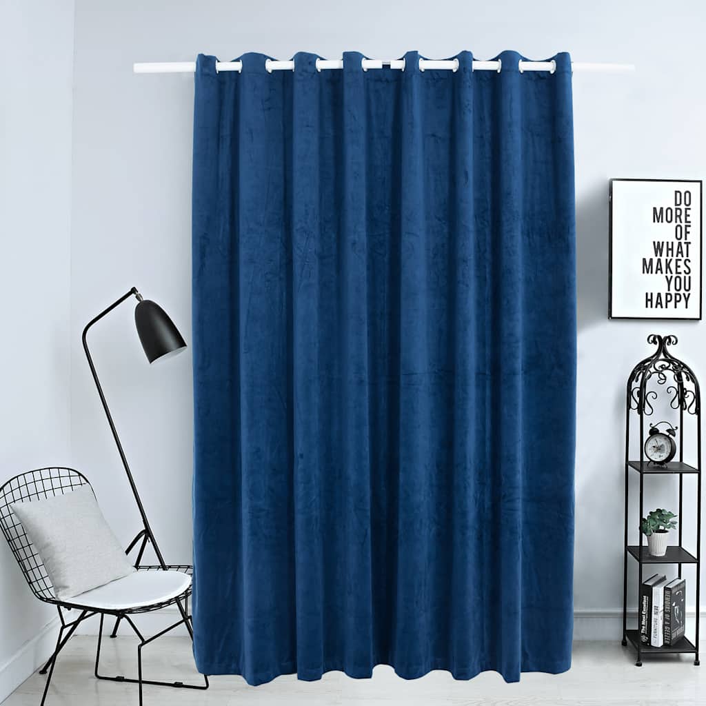mørklægningsgardin med metalringe 290 x 245 cm mørkeblå